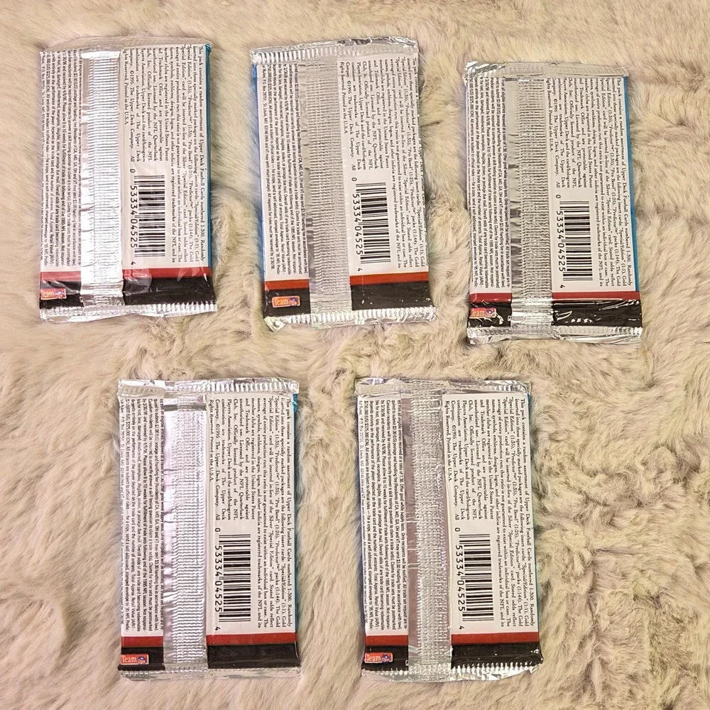 5 Pack Lot 1995 Upper Deck NFL Football Hobby Packs Sealed Joe Montana Predictor